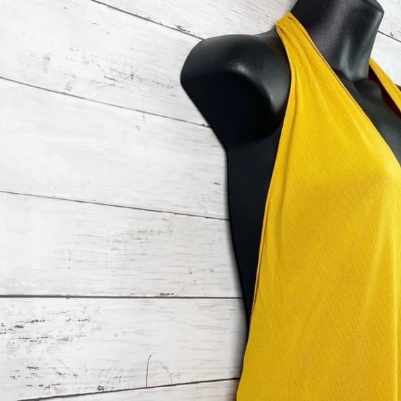 *SOLD* Mara Hoffman Lucille Maxi Dress Swim Cover-Up Sunflower Yellow Halter Tie - Picture 7 of 13